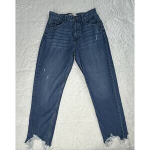 Outfitters Mom Fit Denim Jeans 100% Cotton Size 28 Raw Hem